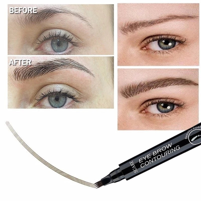 5 Colors Dark Brown 4 Point Liquid Eyebrow Pencil Microblading Waterproof