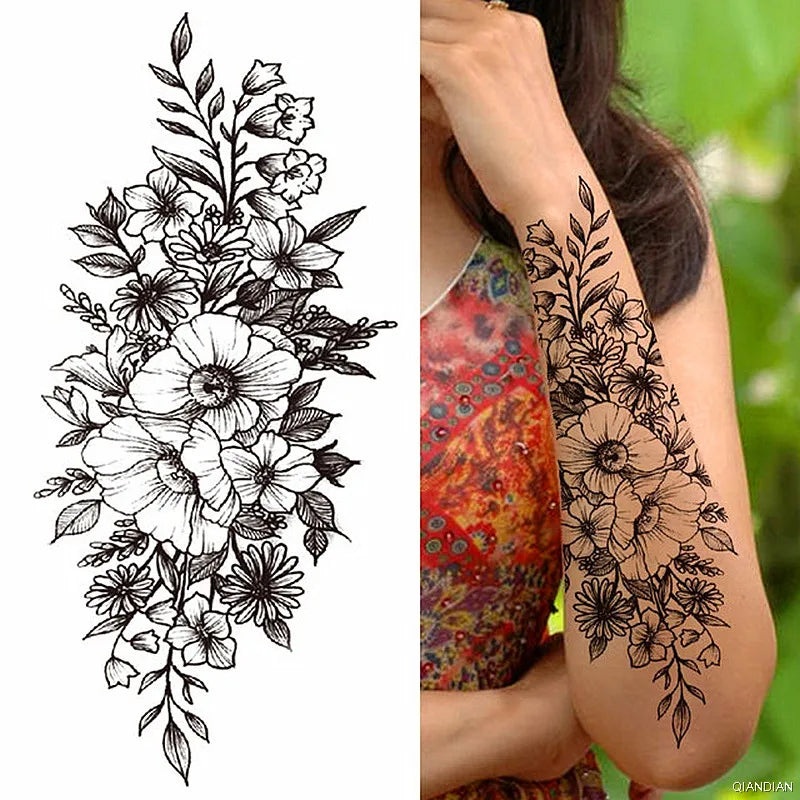 Sexy Flower Bird Temporary Waterproof Tattoo Sticker Girl Butterfly