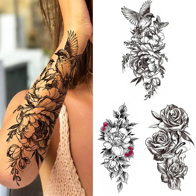 Sexy Flower Bird Temporary Waterproof Tattoo Sticker Girl Butterfly