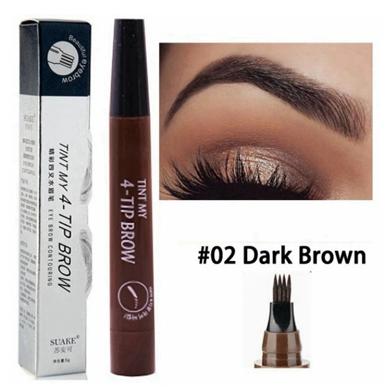 5 Colors Dark Brown 4 Point Liquid Eyebrow Pencil Microblading Waterproof