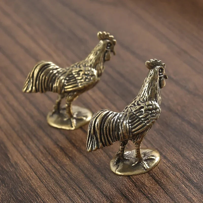 Antique Copper Cock Figurines