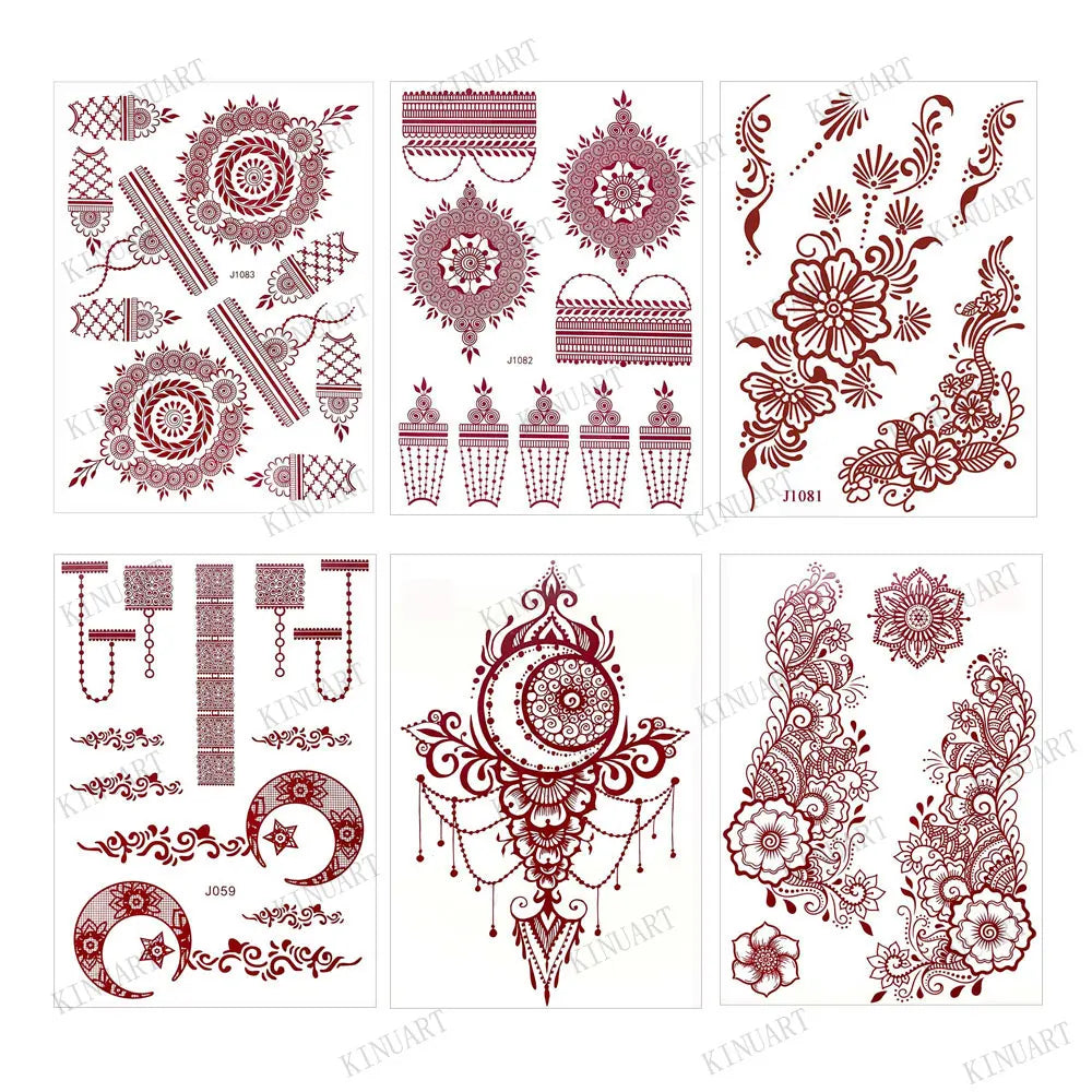 Waterproof Temporary Tattoos for Women Henna Tattoo Stickers Mehndi Design
