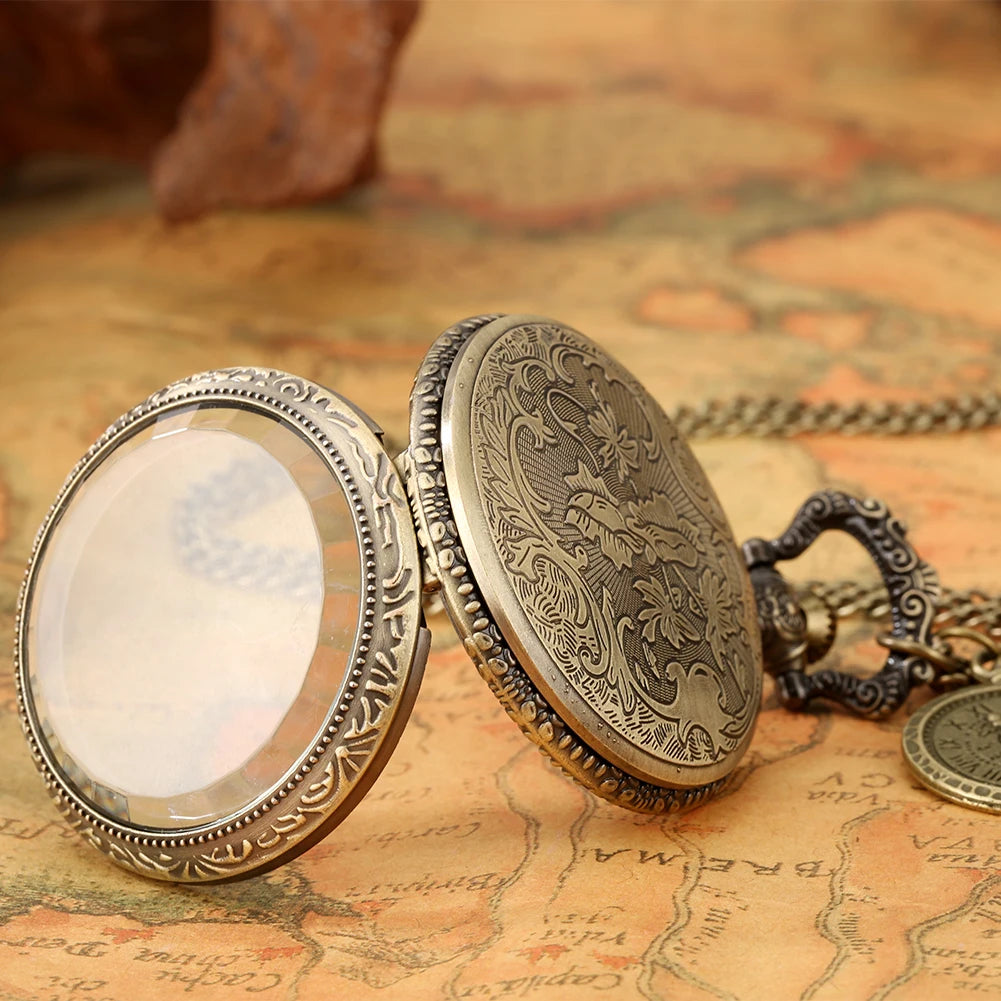 Antique Bronze Double Display Pocket Watch