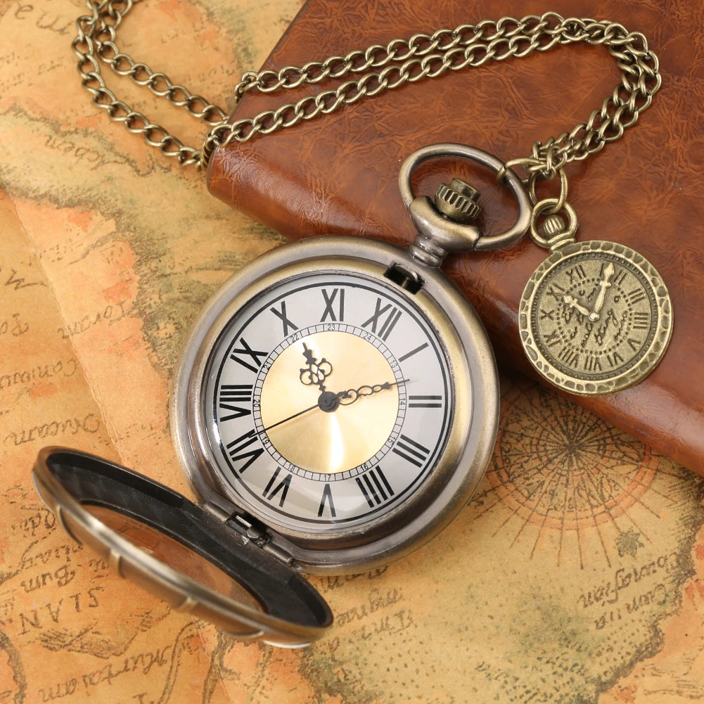 Antique Bronze Double Display Pocket Watch