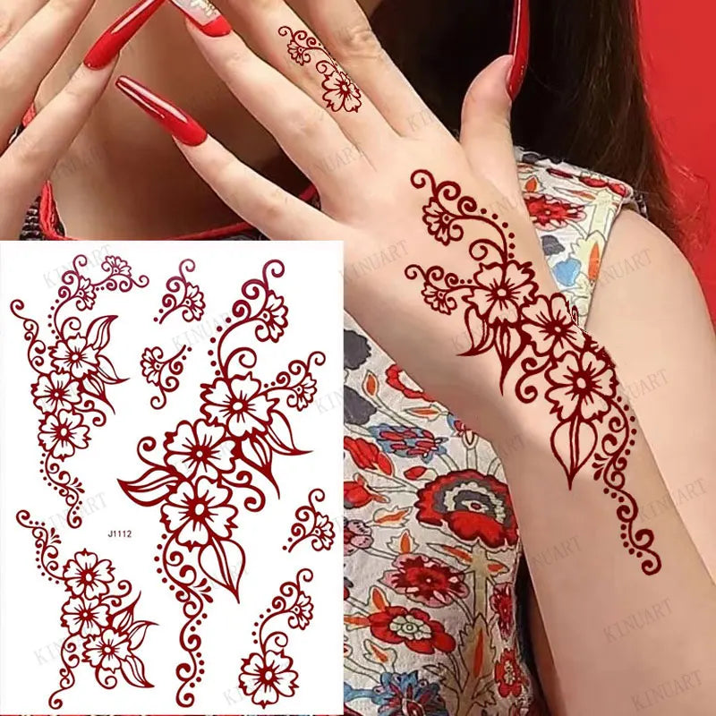 Waterproof Temporary Tattoos for Women Henna Tattoo Stickers Mehndi Design