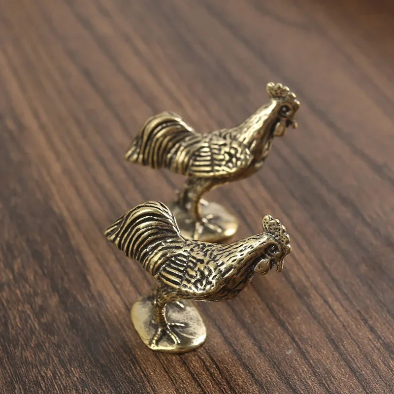 Antique Copper Cock Figurines