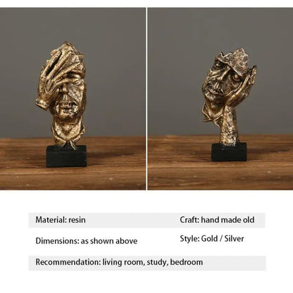 Nordic Creative Silence Is Gold Statue Resin Thinker Sculpture