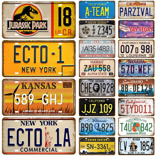 American Car Plate Metal Sign Vintage Wall Decor