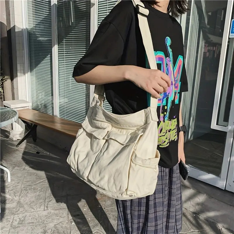 Women Vintage Handbag Canvas Teenager Shoulder Tote Bags Messenger Bags