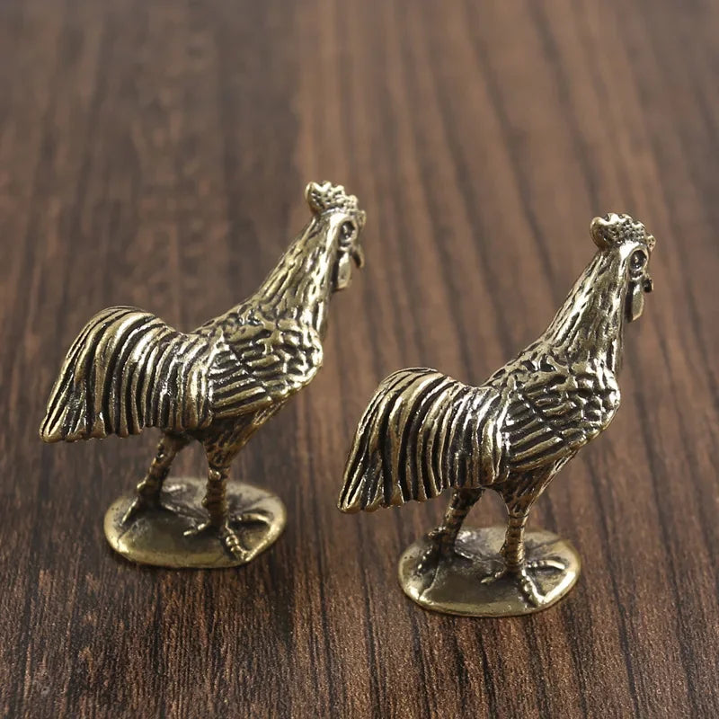 Antique Copper Cock Figurines