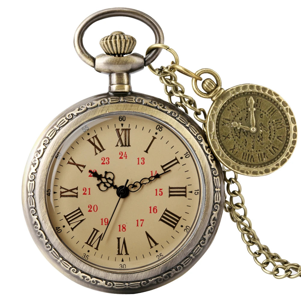 Antique Bronze Double Display Pocket Watch