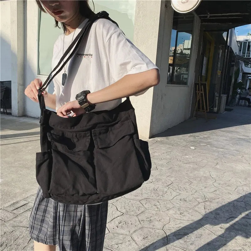 Women Vintage Handbag Canvas Teenager Shoulder Tote Bags Messenger Bags