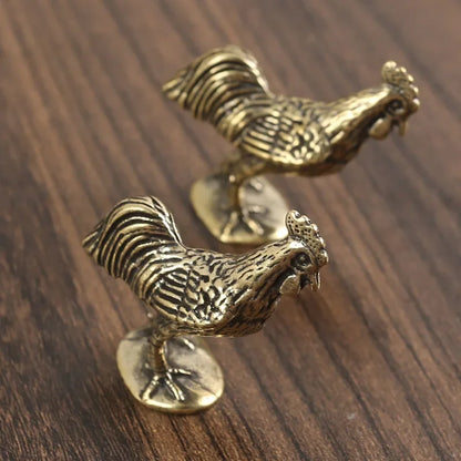 Antique Copper Cock Figurines