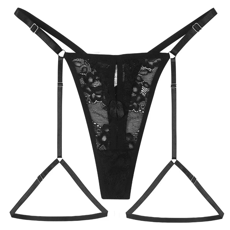 Women Lace Hollow Out Panties Garter Sexy Lingerie Underwear Set