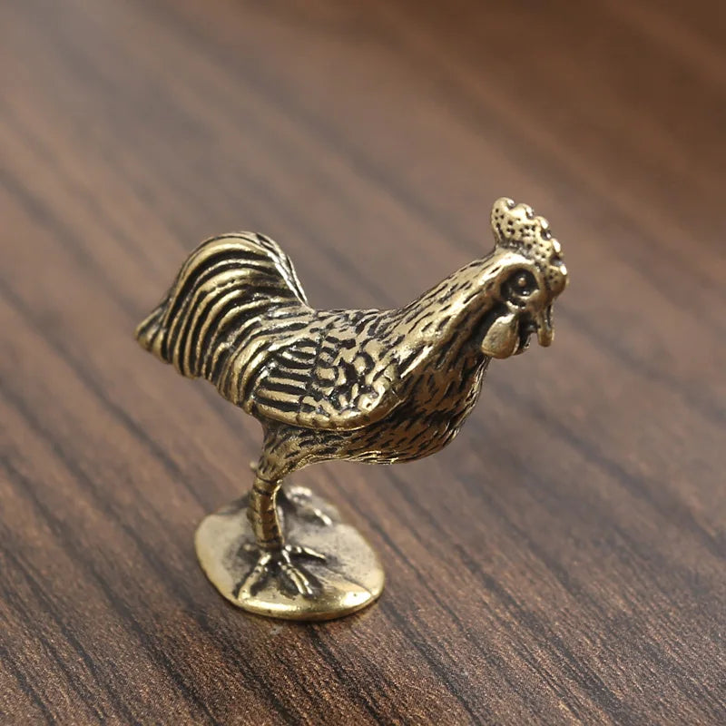 Antique Copper Cock Figurines