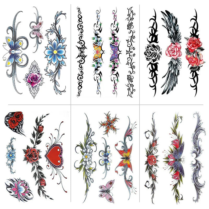 Sexy Temporary Tattoos For Women Girl Sexy Tattoo Kit Realistic Flower Butterflies