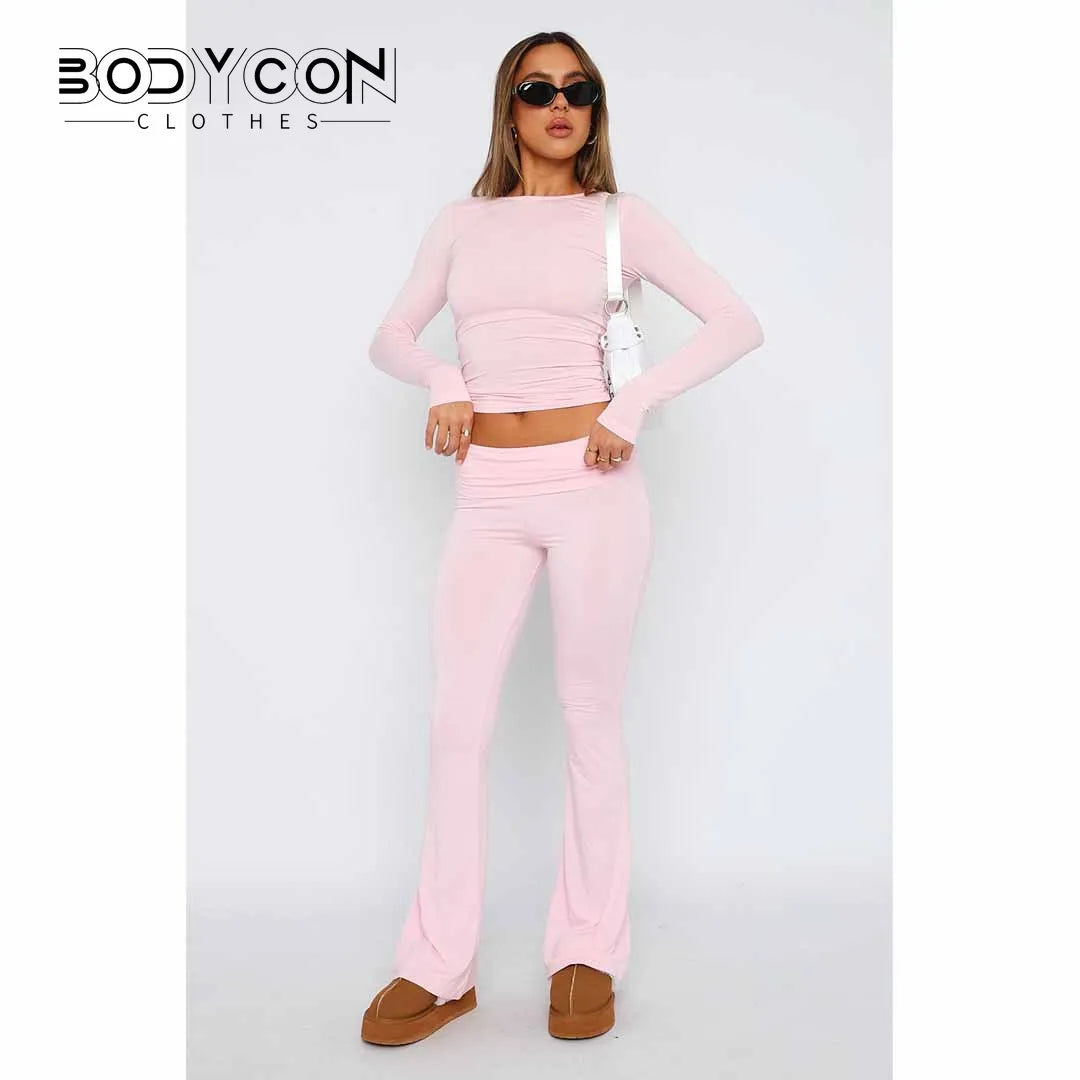 Women's Solid Woman Pants Slim Fitting High Waisted Streetwear