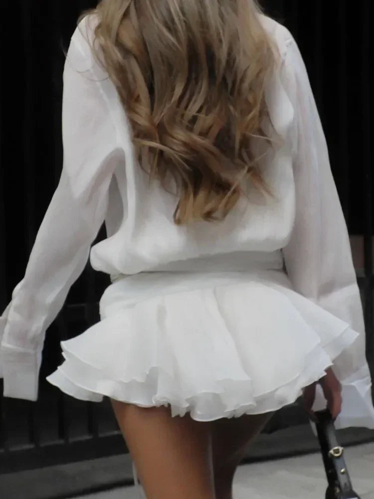 TARUXY White Chiffon Mini Dress For Women